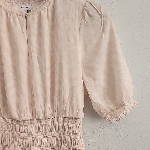 Nine West Cream Smocked Ruffled Mini Dress - Picture 4 of 6